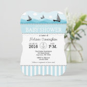 Baby shower nautique bleu poudre Invitation (Debout devant)