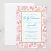 Baby shower nautique côtier Invitation Girl (Devant / Derrière)