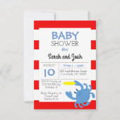 Baby shower nautique du crabe bleu Invitation (Devant)