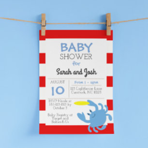 Baby shower nautique du crabe bleu Invitation