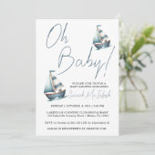 Baby shower nautique Invitation (Debout devant)