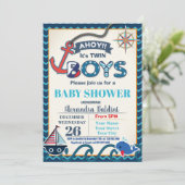 Baby shower nautique Invitation jumeaux (Debout devant)