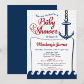Baby shower nautique Invitation Retro Marine Rouge (Devant / Derrière)