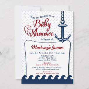 Baby shower nautique Invitation Retro Marine Rouge