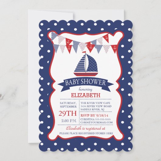 Baby shower nautique moderne Invitation (Devant)