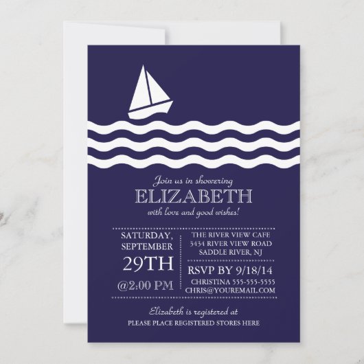 Baby shower nautique moderne Invitation (Devant)