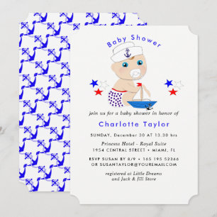 Baby shower nautische jongens Schattige zeeman bla Kaart
