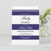 Baby shower Navy et White Stripe Party Invitation  (Debout devant)