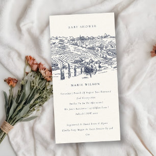 Baby shower Navy Winery Mountain Sketch Invite Bedankkaart