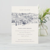 Baby shower Navy Winery Mountain Sketch Invite Bedankkaart (Staand voorkant)