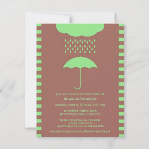 Baby shower Neutral Green Umbrella Invitation Kaart
