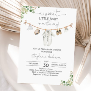 Baby shower neutre de genre Invitation Vêtements p