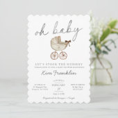 Baby shower neutre genre Invitation Oh Baby (Debout devant)