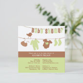 Baby shower neutre Invitation à plat vert (Debout devant)