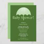 Baby shower neutre Invitation à plat vert (Devant / Derrière)