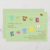 Baby shower neutre Invitation à plat vert (Devant / Derrière)