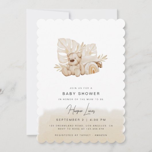 Baby shower neutre Invitation beige (Devant)