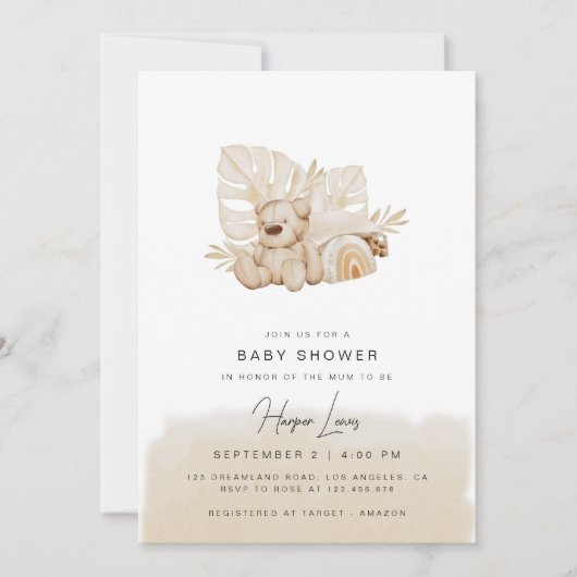 Baby shower neutre Invitation beige (Devant)