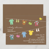 Baby shower neutre Invitation Brown plate (Devant / Derrière)