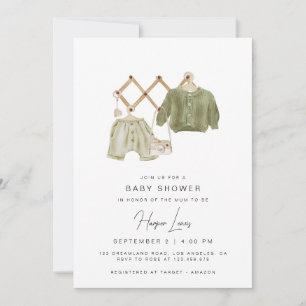 Baby shower neutre Invitation verte