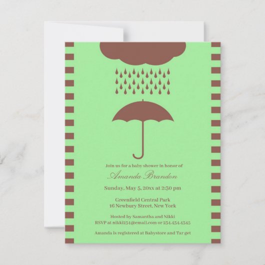 Baby shower Neutre Parapluie Vert Invitation (Devant)