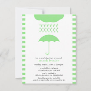 Baby shower Neutre Parapluie Vert Invitation