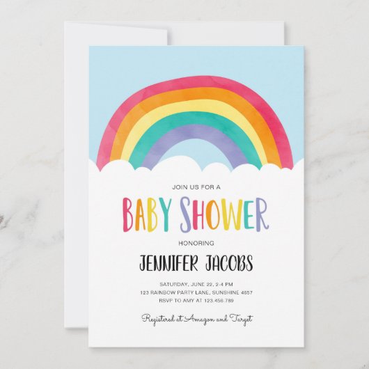 Baby shower neutre Rainbow Blue Boy Invitation (Devant)