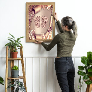 Baby shower New Girl Boy Feet Glamor Roos Gold 3D Kaart