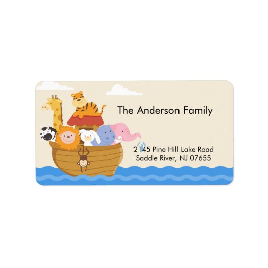 Baby shower Noah's Ark adres Label (Voorkant)