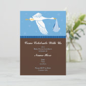 baby shower nodiging 5x7 - blauw en bruin kaart (Staand voorkant)