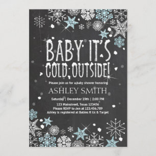baby shower nodigt Baby uit het koud is buiten Blu Kaart
