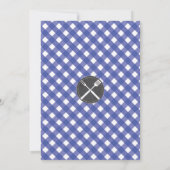 baby shower nodigt Blue Gingham Chalk BBQ Style ui Kaart (Achterkant)