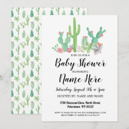 baby shower nodigt de Waterverf Cactus Print uit Kaart