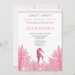 Baby shower nodigt Dusty Roos Pink Girl Nauti uit