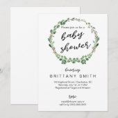 baby shower nodigt Greenery Wreath uit Kaart (Voorkant / Achterkant)