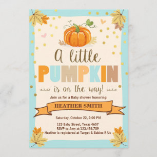 baby shower nodigt Little Pumpkin Blue Boy Herfst Kaart