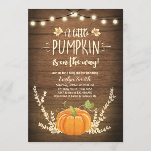 Baby shower nodigt Little Pumpkin Herfst wood rust Kaart