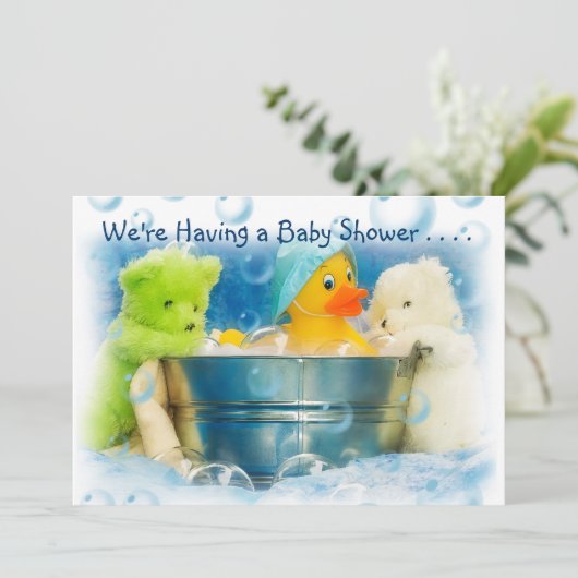 Baby shower nodigt u uit met enveloppen kaart (Staand voorkant)
