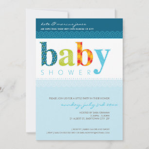 BABY SHOWER NODIGT UIT :: baby-letters 4P Kaart
