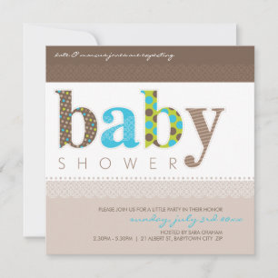 BABY SHOWER NODIGT UIT:: baby patterned letters 1S Kaart