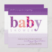 BABY SHOWER NODIGT UIT:: baby patterned letters 2S Kaart (Voorkant / Achterkant)