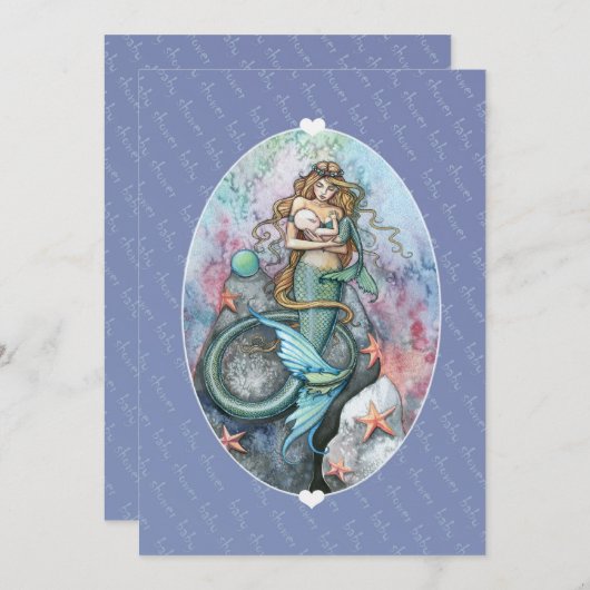 Baby shower nodigt zeemeermin en Baby uit Kaart (Voorkant / Achterkant)
