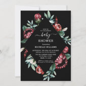 Baby shower noir avec Red Roses Floral Invitation (Devant)