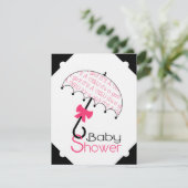 Baby shower noir blanc et rose chaud Invitation (Debout devant)