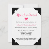 Baby shower noir blanc et rose chaud Invitation (Dos)