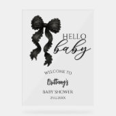 Baby shower noir Bow Affiche de bienvenue moderne (Recto)