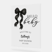 Baby shower noir Bow Affiche de bienvenue moderne (Angle)