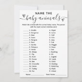 Baby shower Nom du jeu La carte Bébé Animaux (Devant)