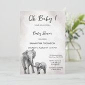 Baby shower non sexiste, invitation à l'éléphant (Debout devant)