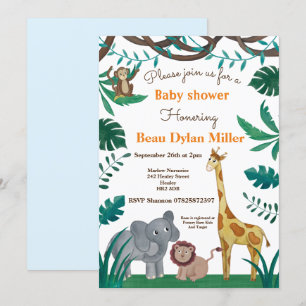 Baby shower oerwoud uitnodigingen